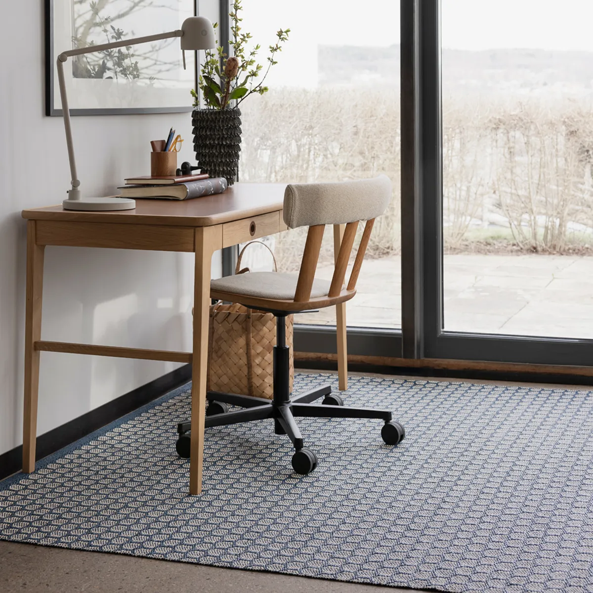 Reversible Plastic Rug MIMI Ocean Blue/Cream 70x300 cm