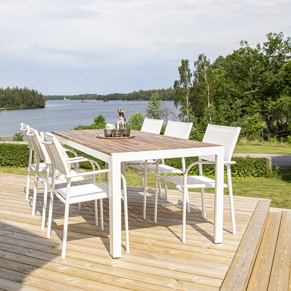 Bois dining table 90x205 cm White/Acacia