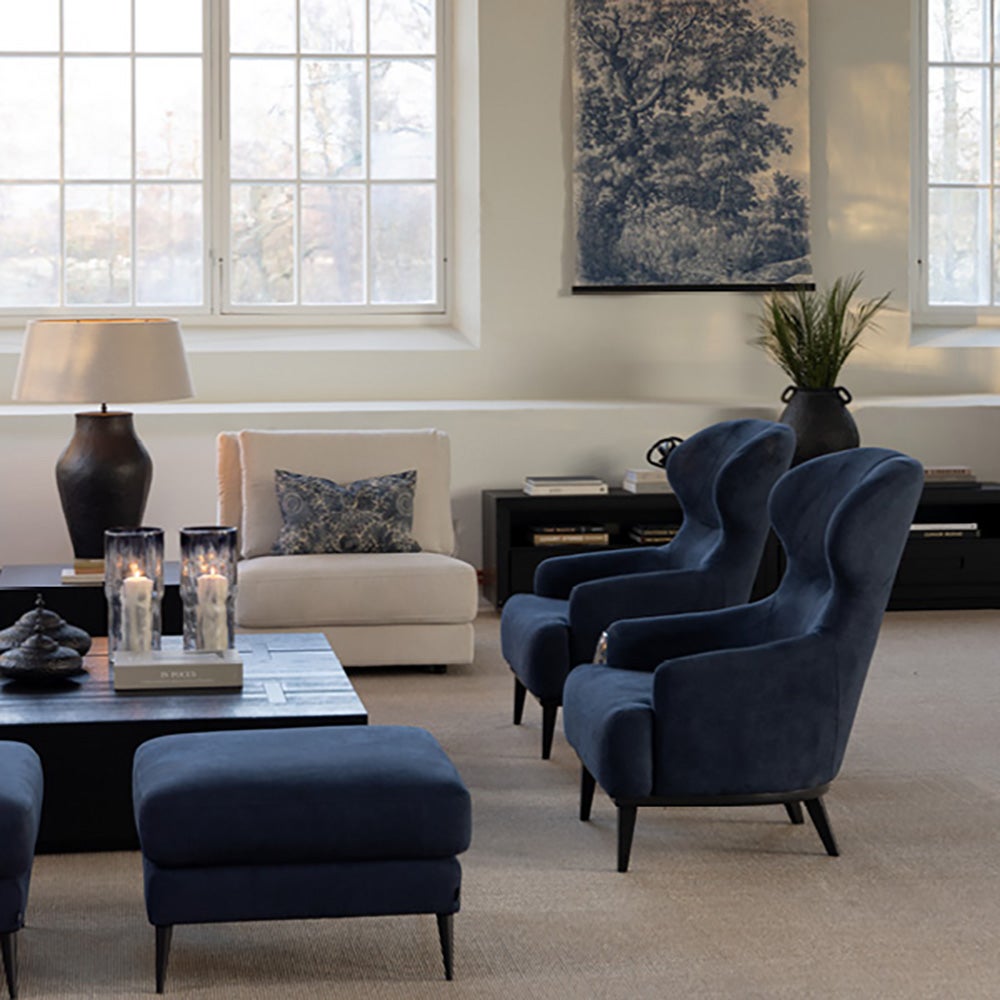 ANDORRA Footstool-simply deep blue