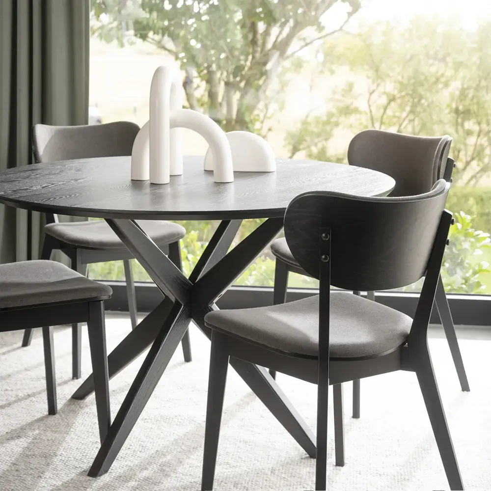 Kato dining chair black oak/dark grey