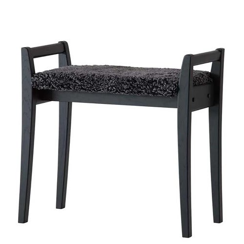 Meja Stool Black Stained Oak/Sheepskin Dark Grey