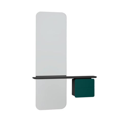 One More Look Mirror Black Oak/ Forest Green