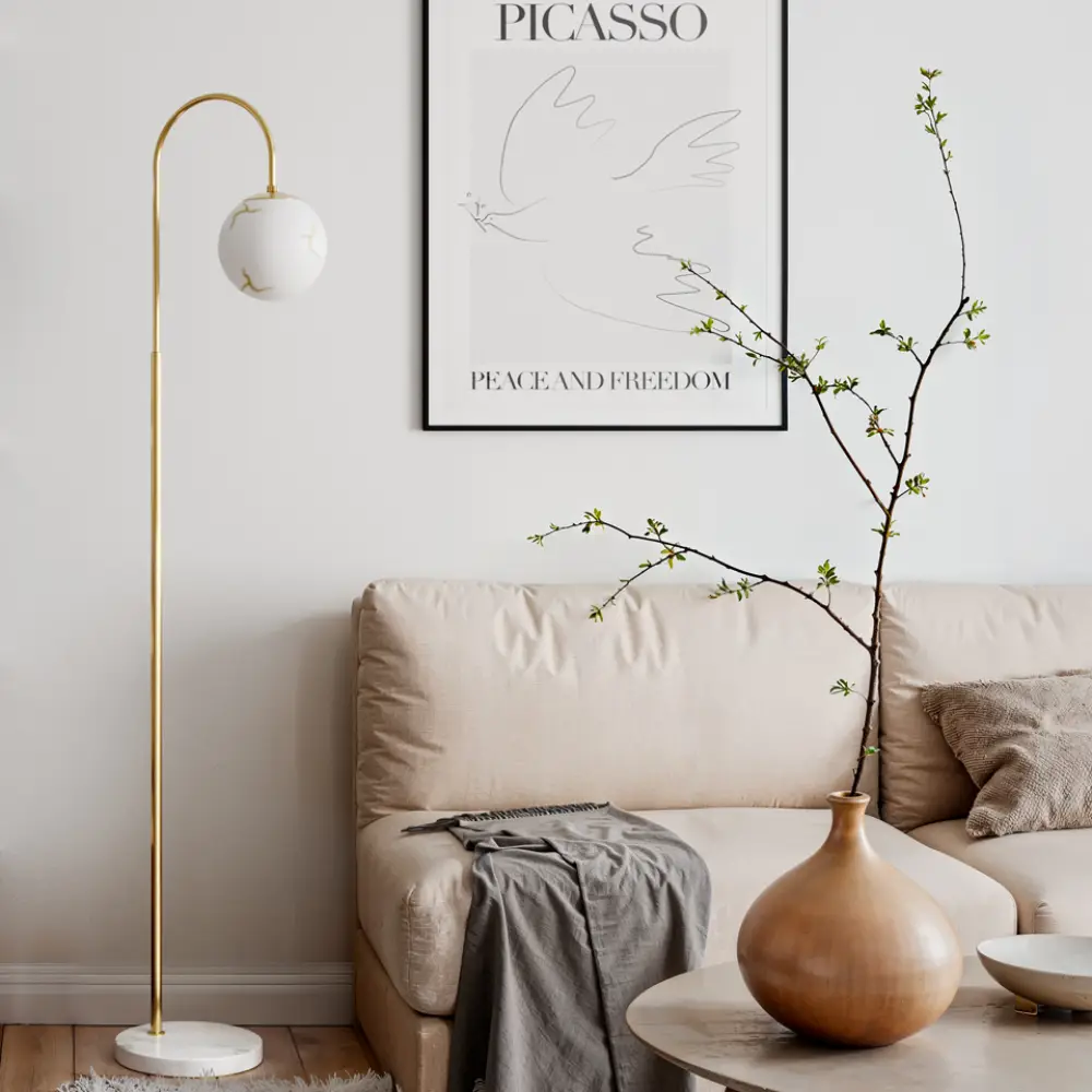 Bellagio floor lamp H163cm brass/white