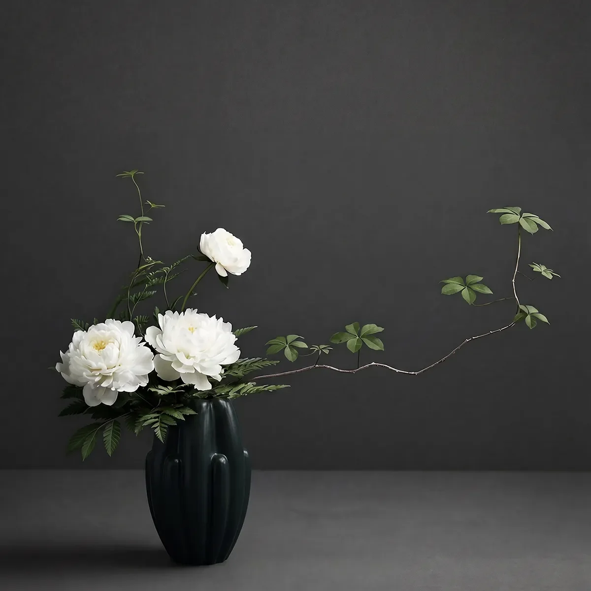 Handmade Vase Bloom Slim Mini Dark Green H34 cm