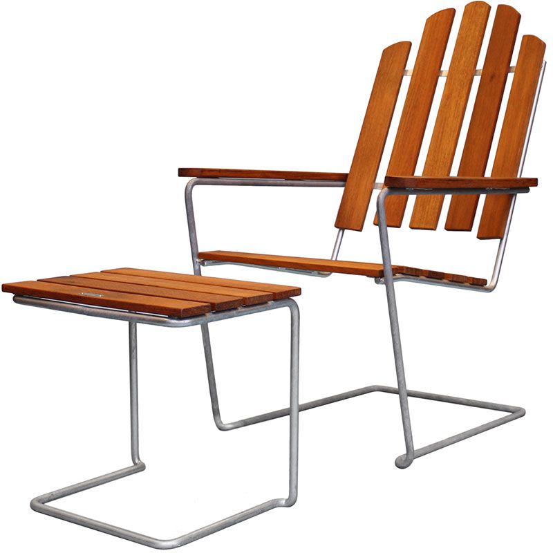 A3 Sun lounger Untreated Teak / Hot-dip galvanised Frame