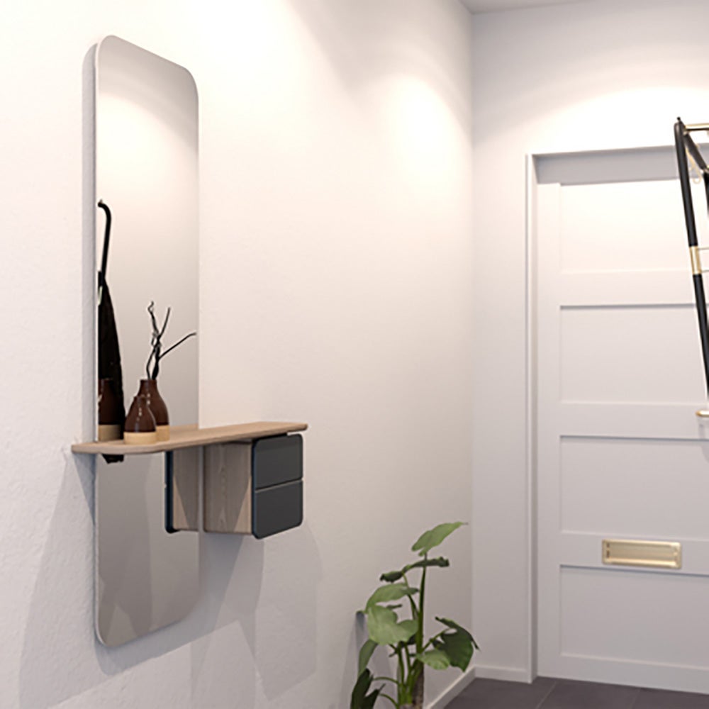 One More Look Mirror Solid Oak/Anthracite Grey