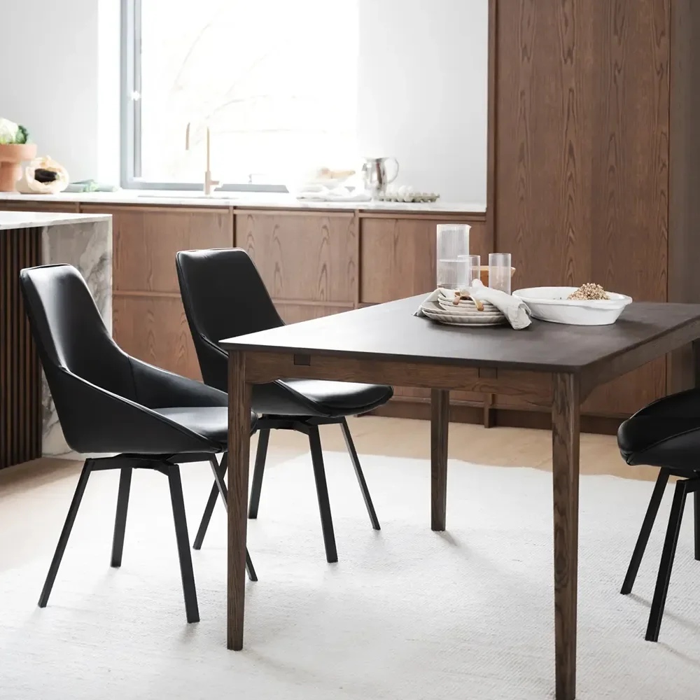 Alison dining chair black leather/black metal legs
