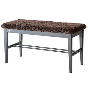 Cora Bench Black stained Oak/Sheepskin Brown