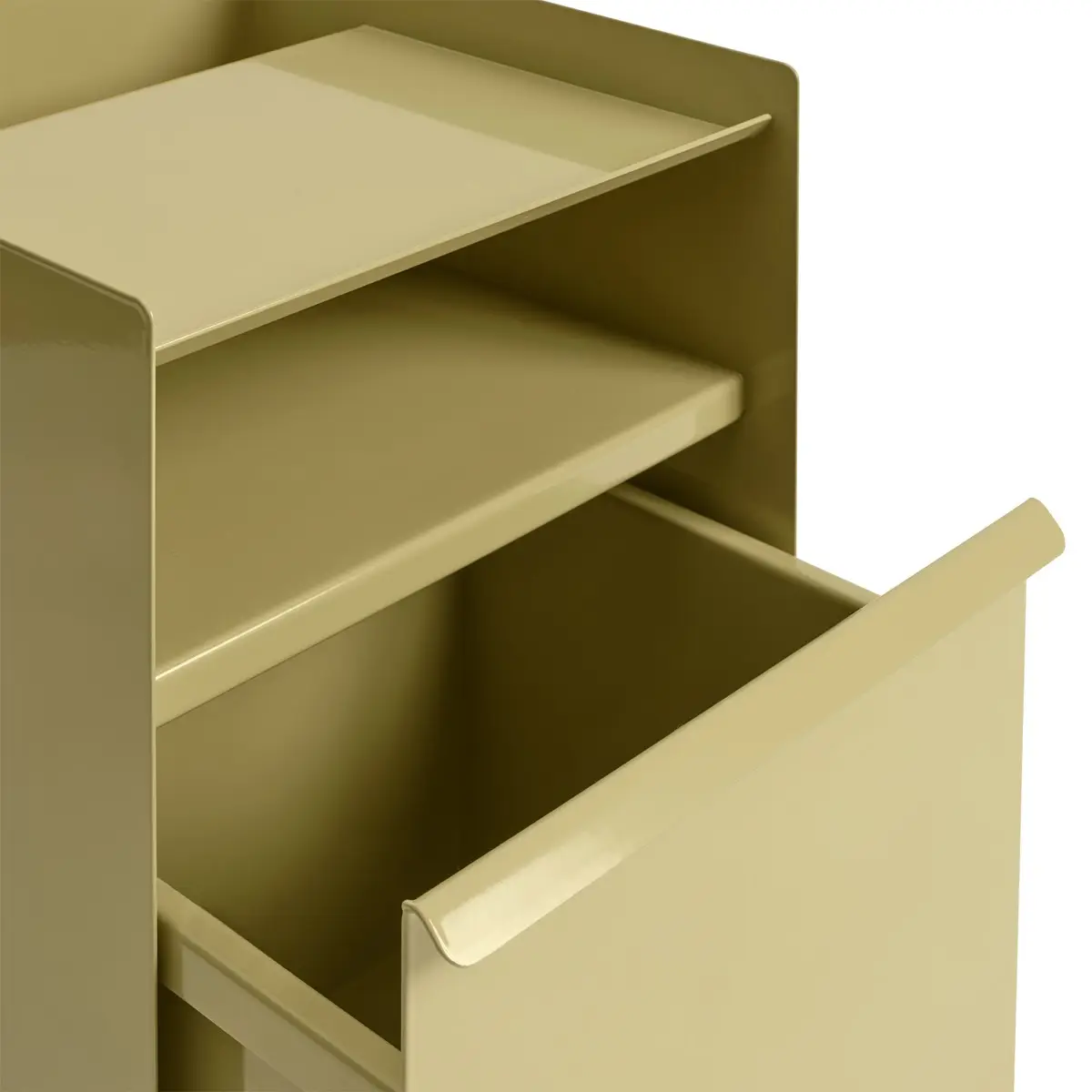 Folded Trolley H 61,5 cm Drawer - Drawer w. lock - Dark Beige Green