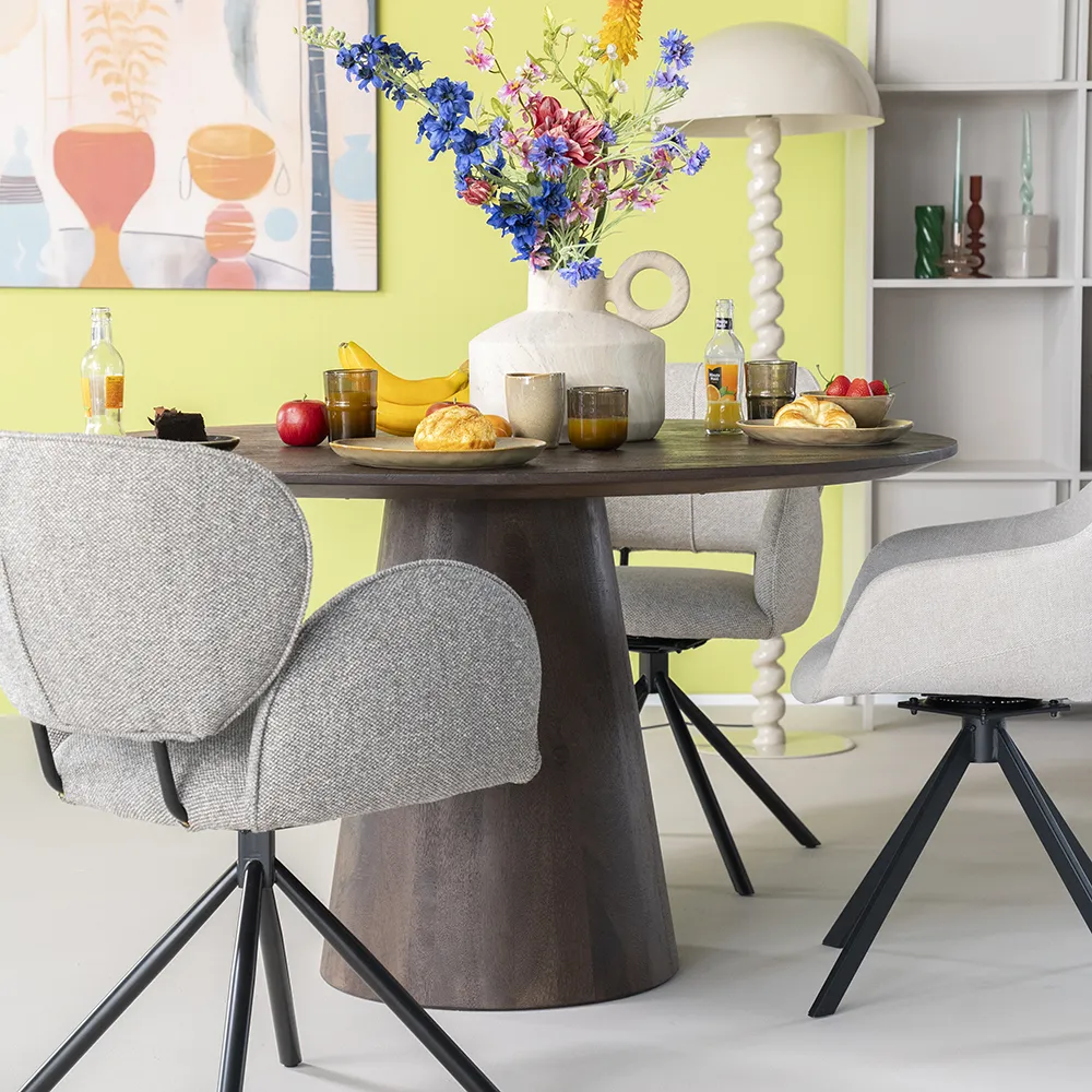 Aron Dining table round 130x76 - brown