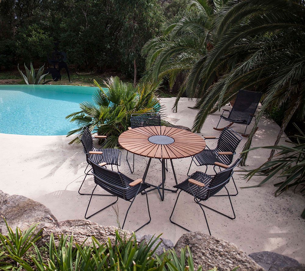 Circle dining table 150 cm aluminium / bamboo