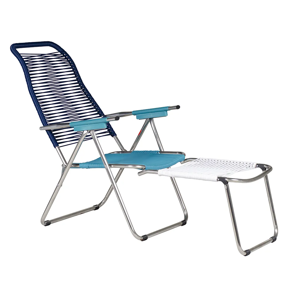 Spaghetti deckchair pop blue/turquoise/white/turquise aluminium