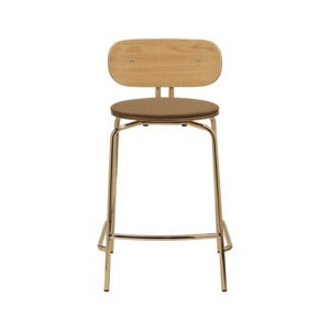 Curious Low Bar Stool Oak/Brass Sugar Brown