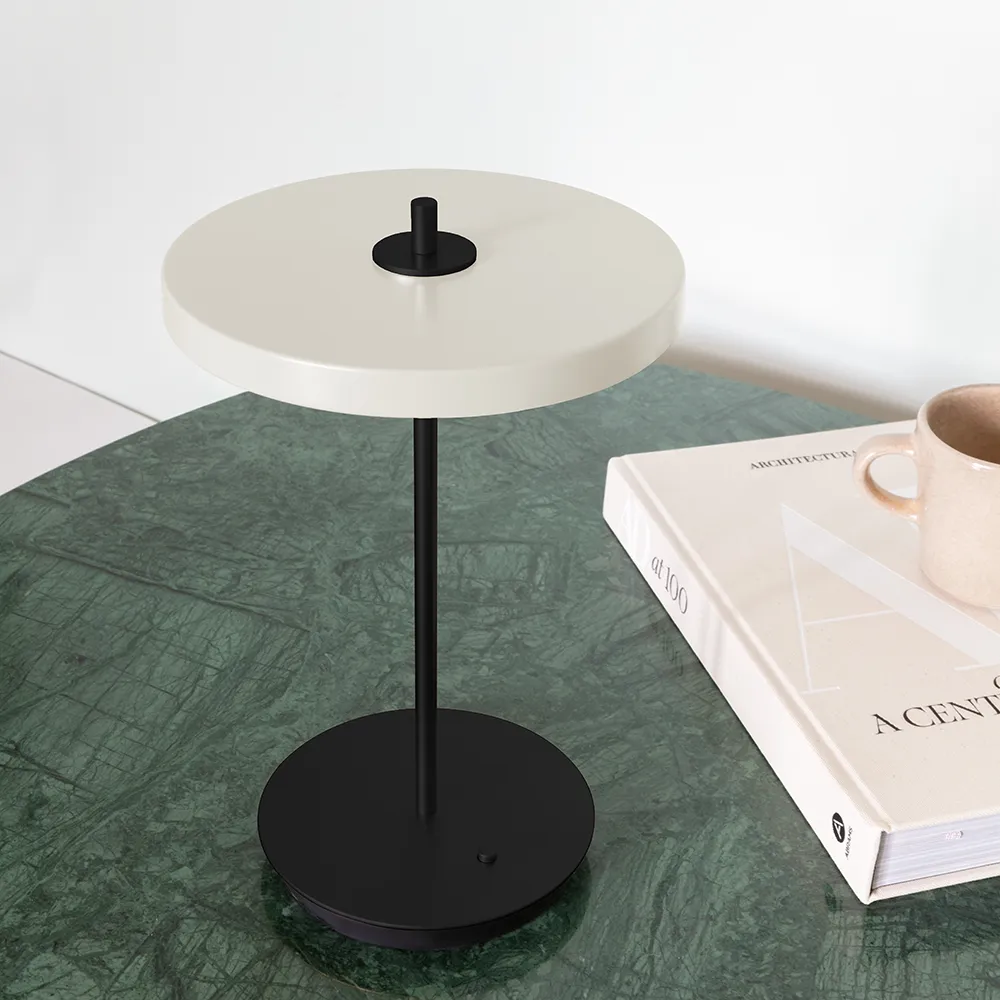 Asteria Move Portable Lamp Pearl White/Black Stem