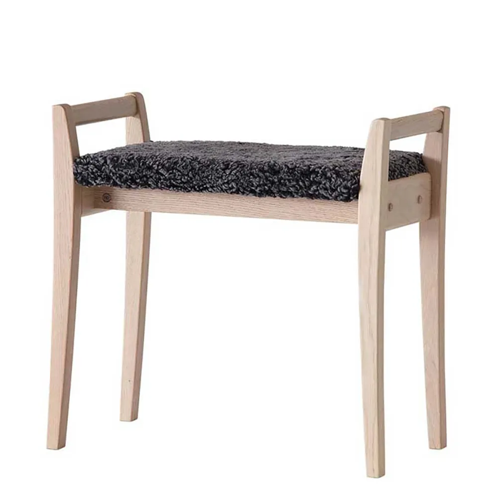 Meja Stool White Oiled Oak/Sheepskin Dark Grey