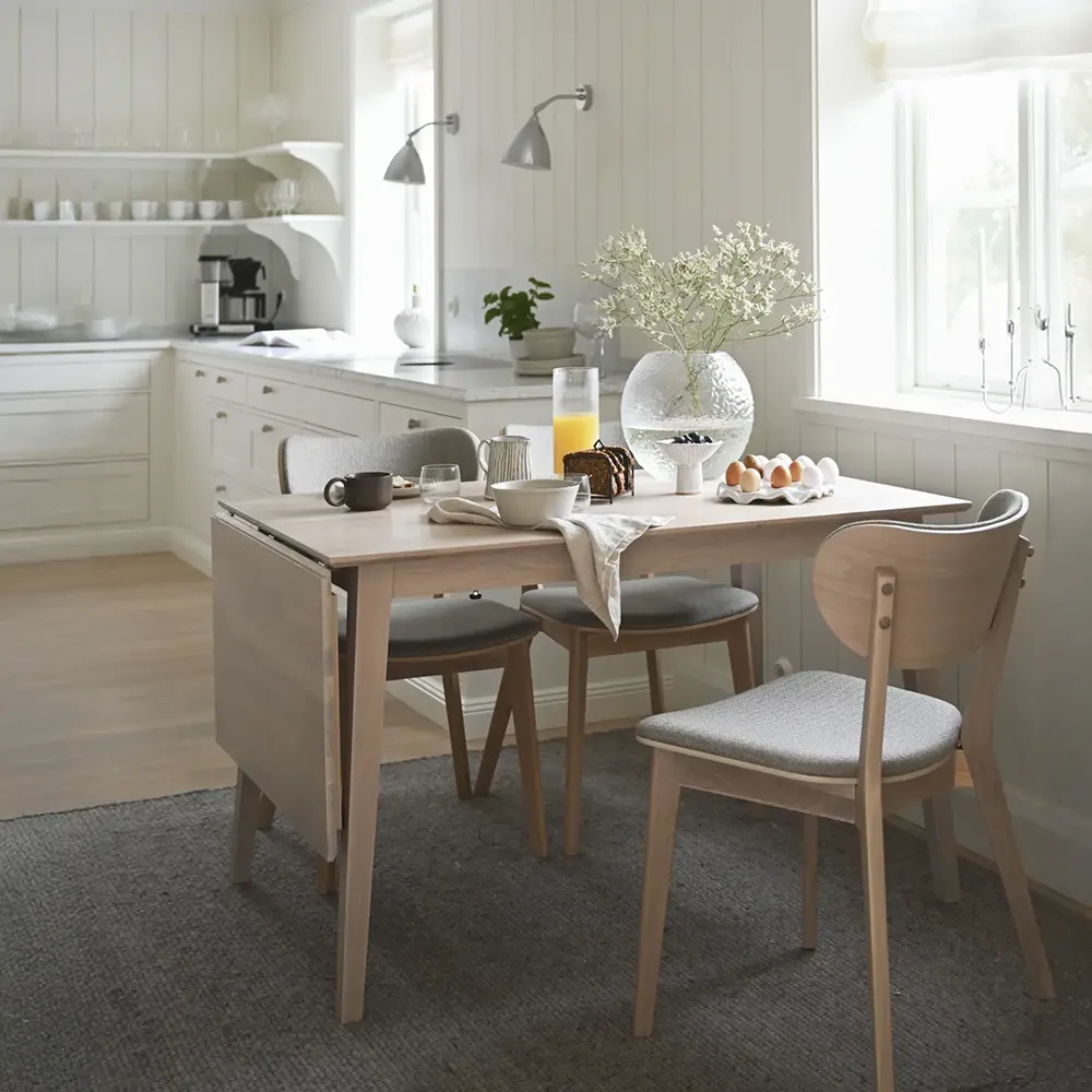 Filippa drop leaf table 120-165x80 cm white pigmented oak