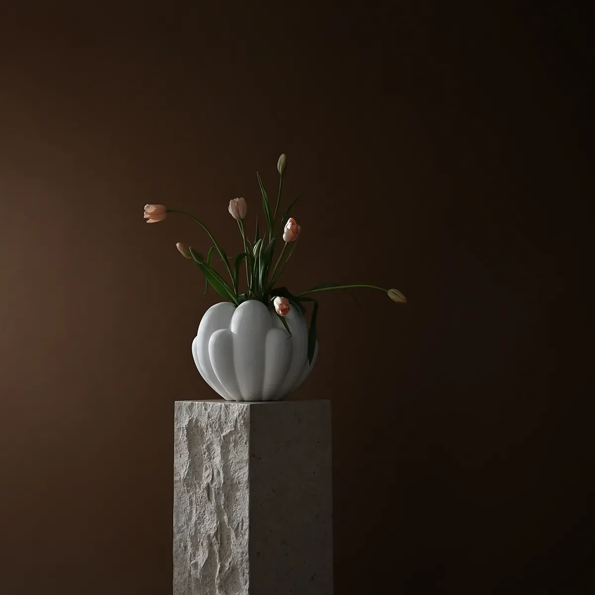 Handmade Vase Bloom Mini Bone White H27 cm