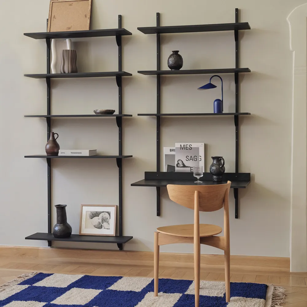 Sector Wall-mounted desk - Black Ash/Black Brass