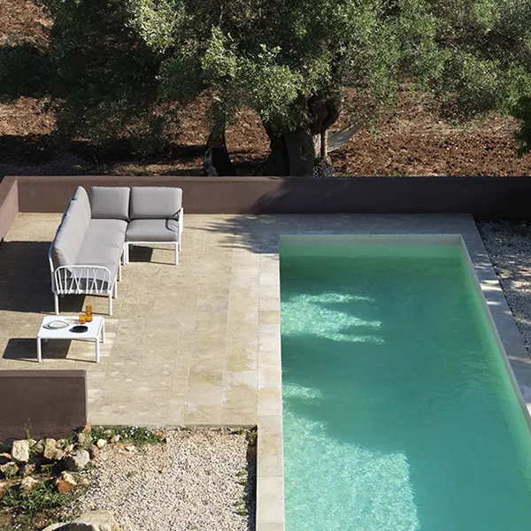 Komodo 5 corner sofa Tortora - Canvas Sunbrella