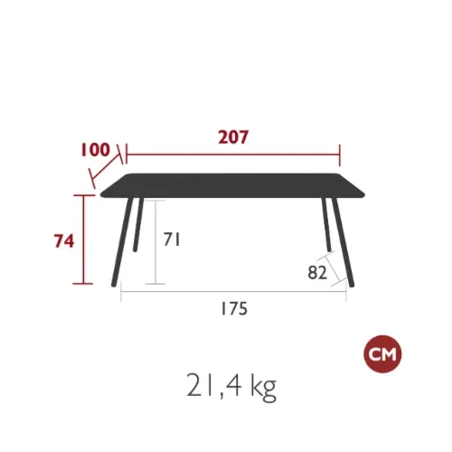 Luxembourg table 100x207 cm Acapulco blue