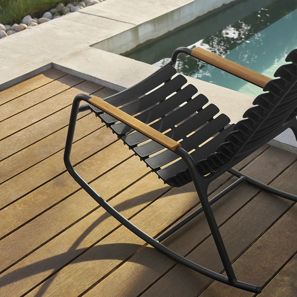 Reclips rocking chair black aluminium bamboo