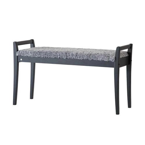 Meja Bench Black stained Oak/Sheepskin Light grey