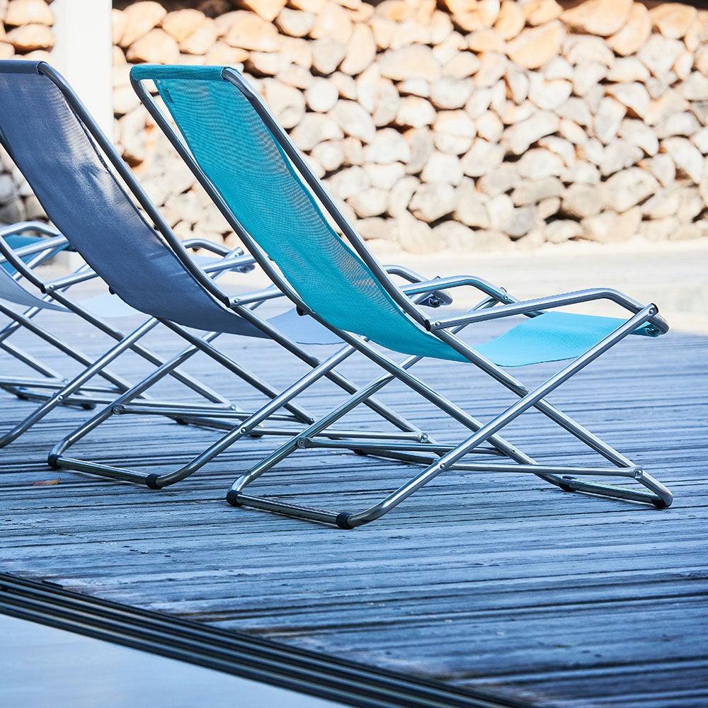 Dondolina deck chair grey textilene/aluminium