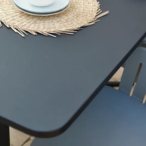 Table top 130x75 cm Lava grey, aluminum