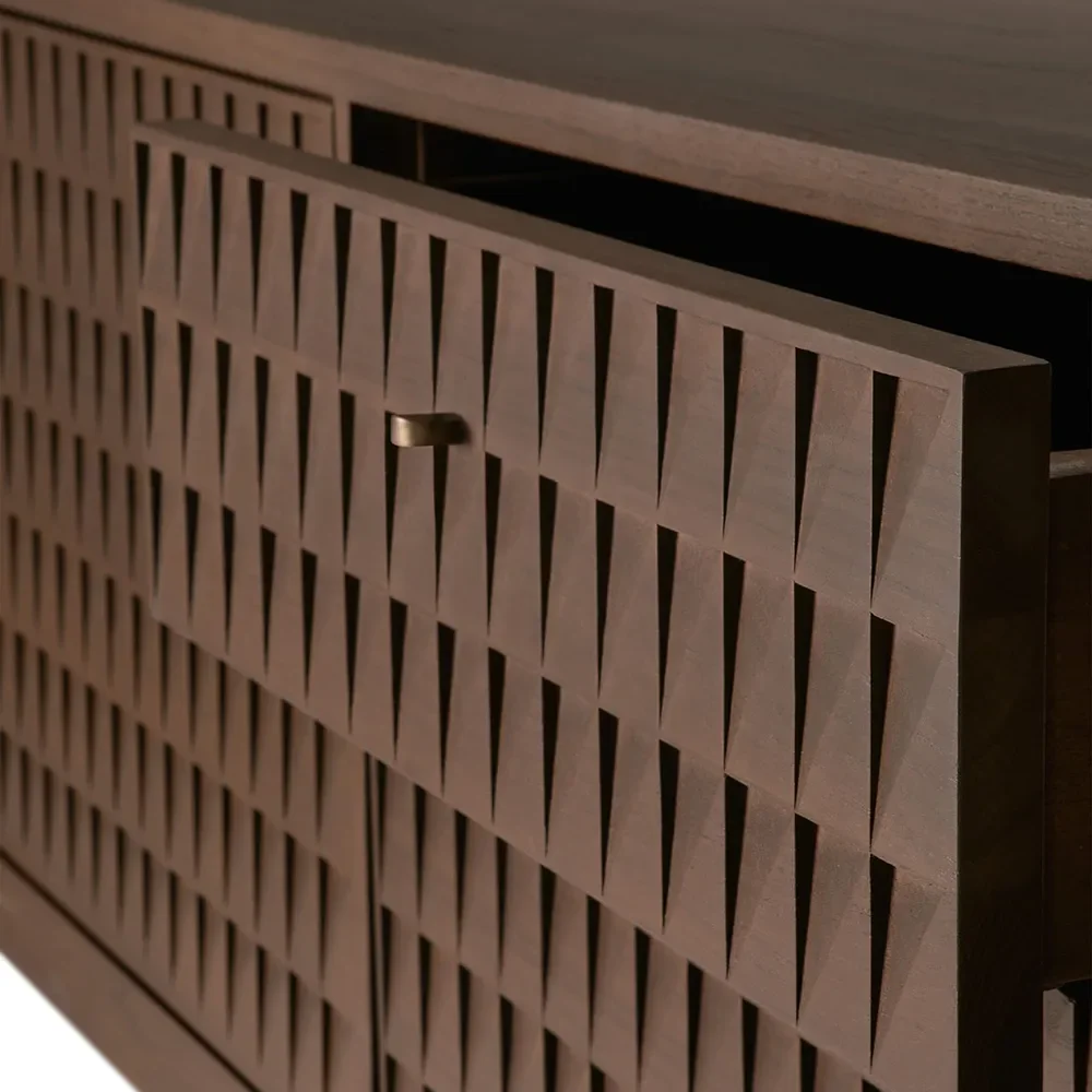 TV Cabinet in Teak Sono Light Brown L160 cm
