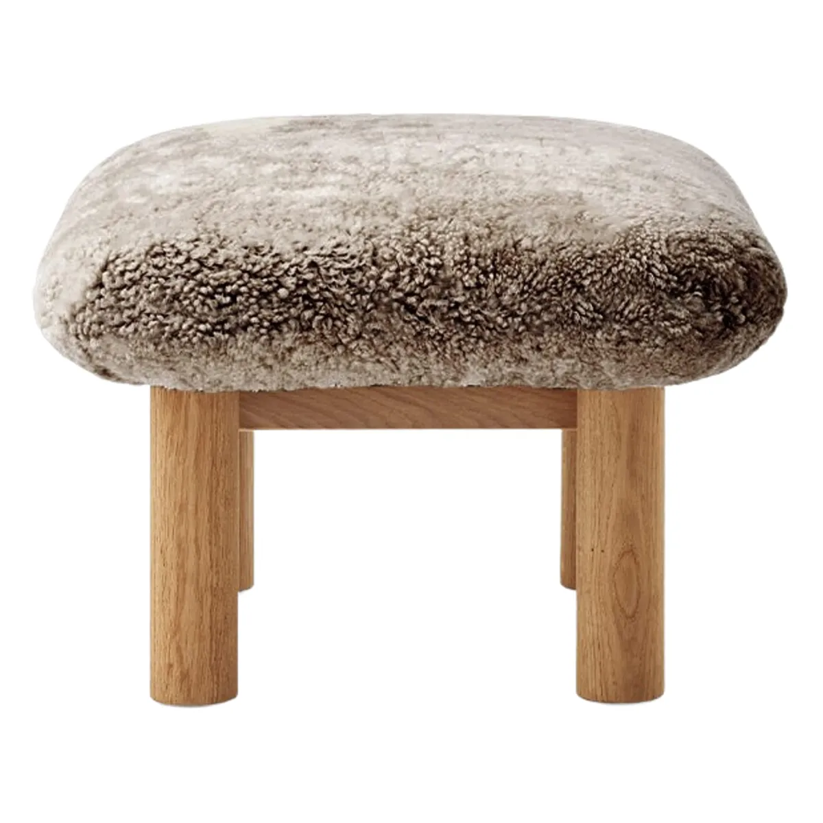 Brasilia Stool Solid Oak Natural, Sheepskin Nevotex Root