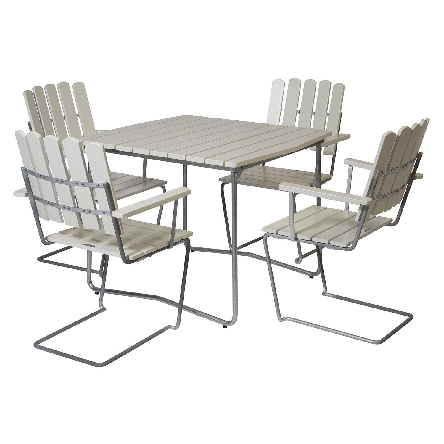 A2 Armchair White lacquered Oak / Hot dip galvanised Frame