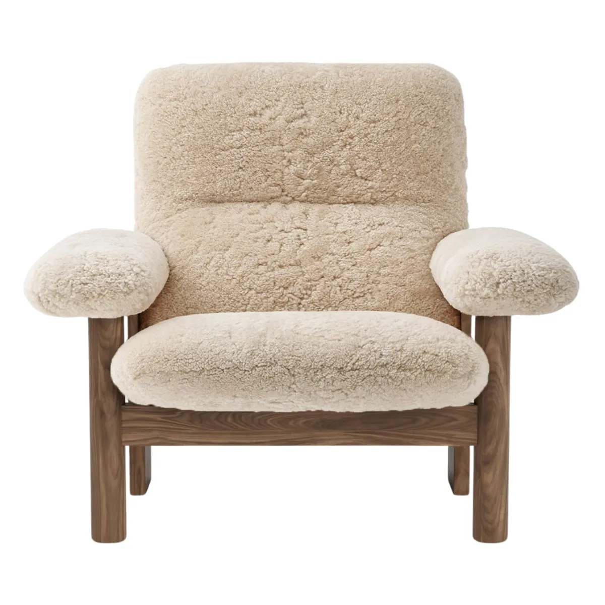 Brasilia Lounge Chair Walnut, Sheepskin Nevotex Nature