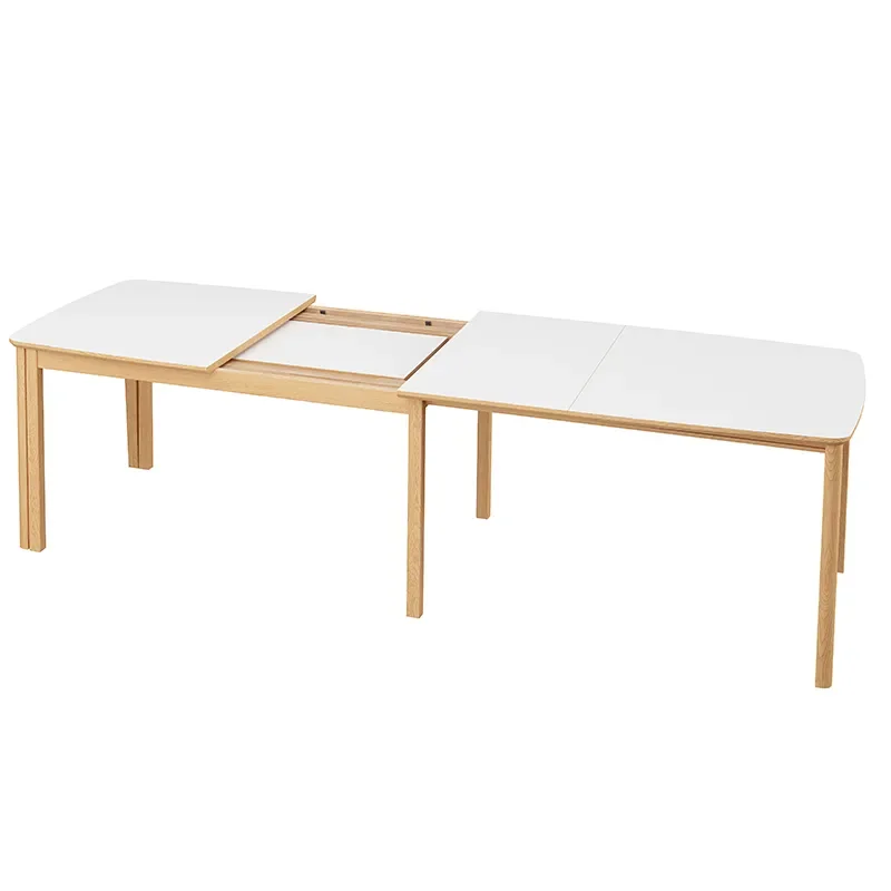 SM107 Dining table 101x160-316-368 cm Natural oiled oak - White laminate