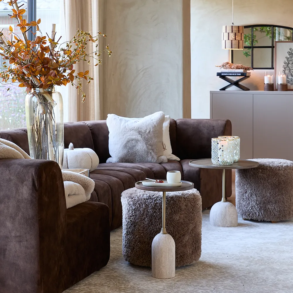 Footstool Bowery Raccoon Taupe