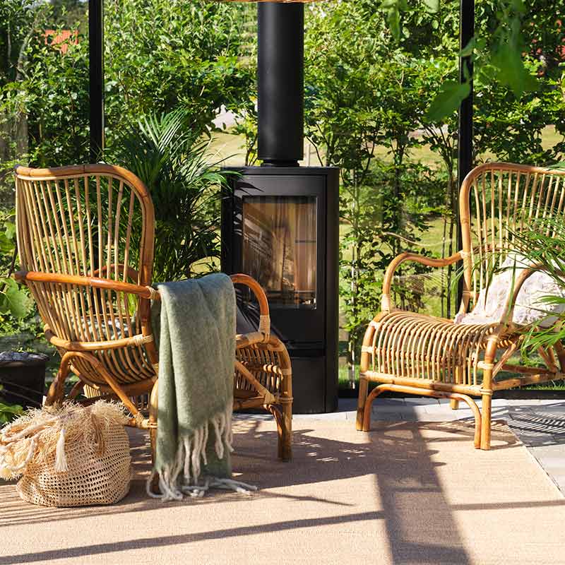 Vallda rattan wingback armchair