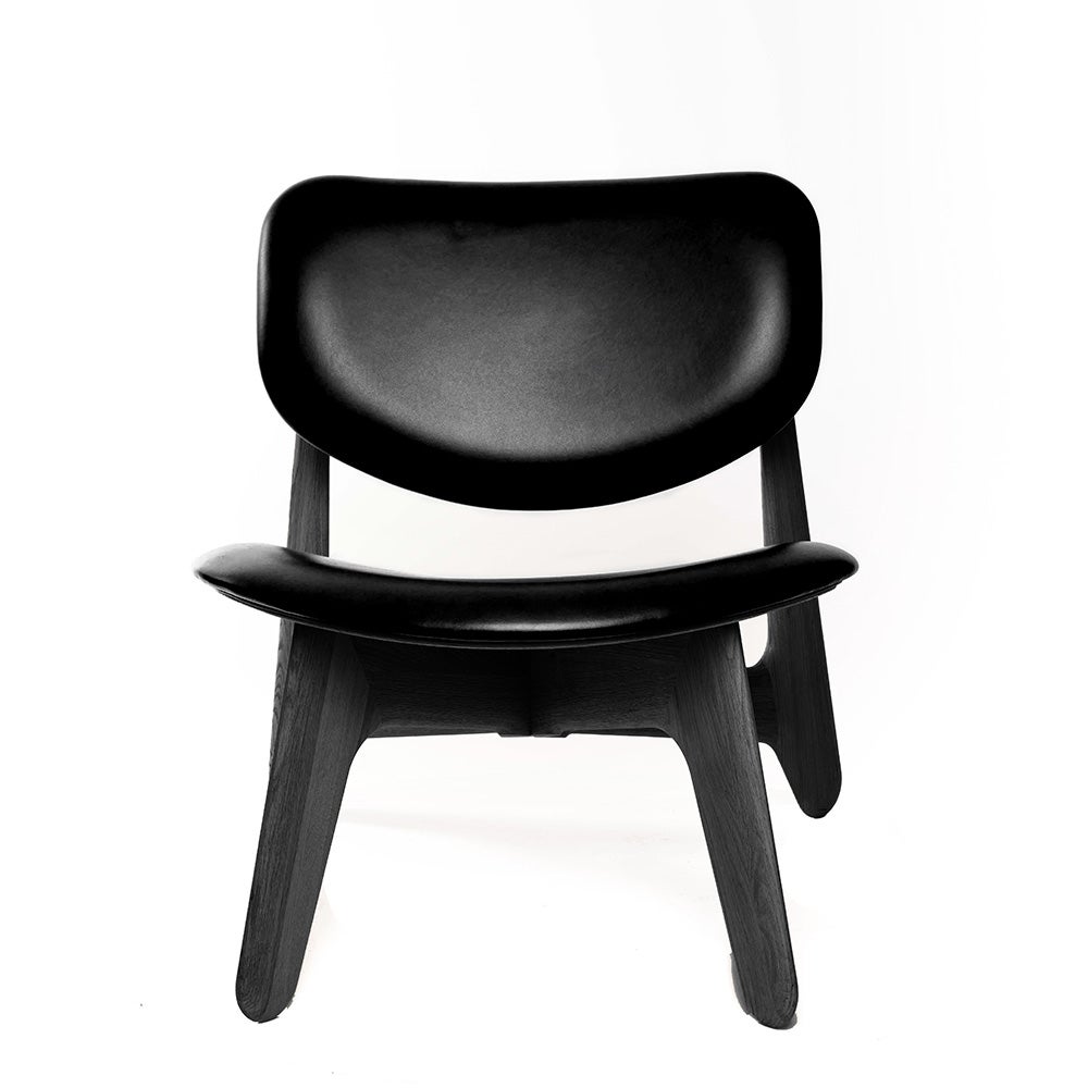 Slab lounge chair black leather