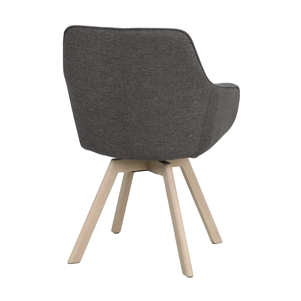 Alison chair with armrests grey fabric/white pigmented oak legs