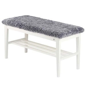 Nadja Bench White lacquered Birch/Sheepskin light grey