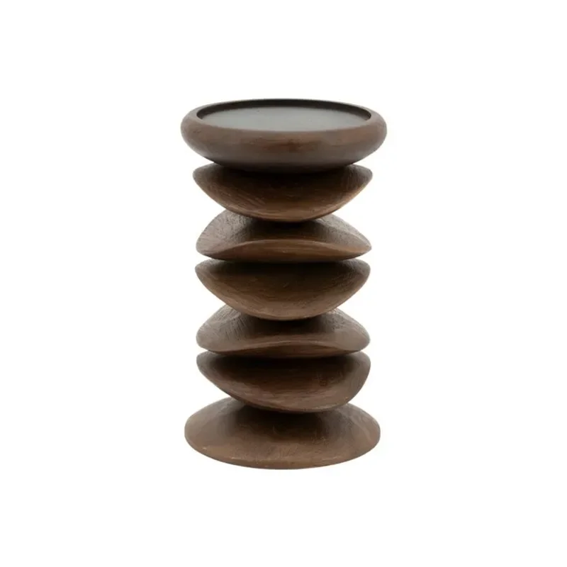 Pillar candle holder Kasane 10x10x15 cm Mango Wood dark brown