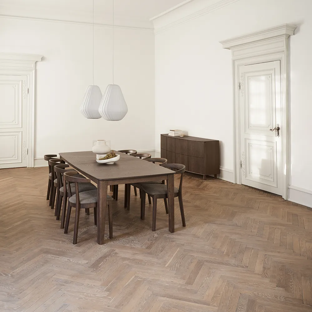 SM108 Dining table 101x238-391/544 cm Solid Oak White oiled