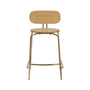 Curious Low Bar Stool Oak/Brass