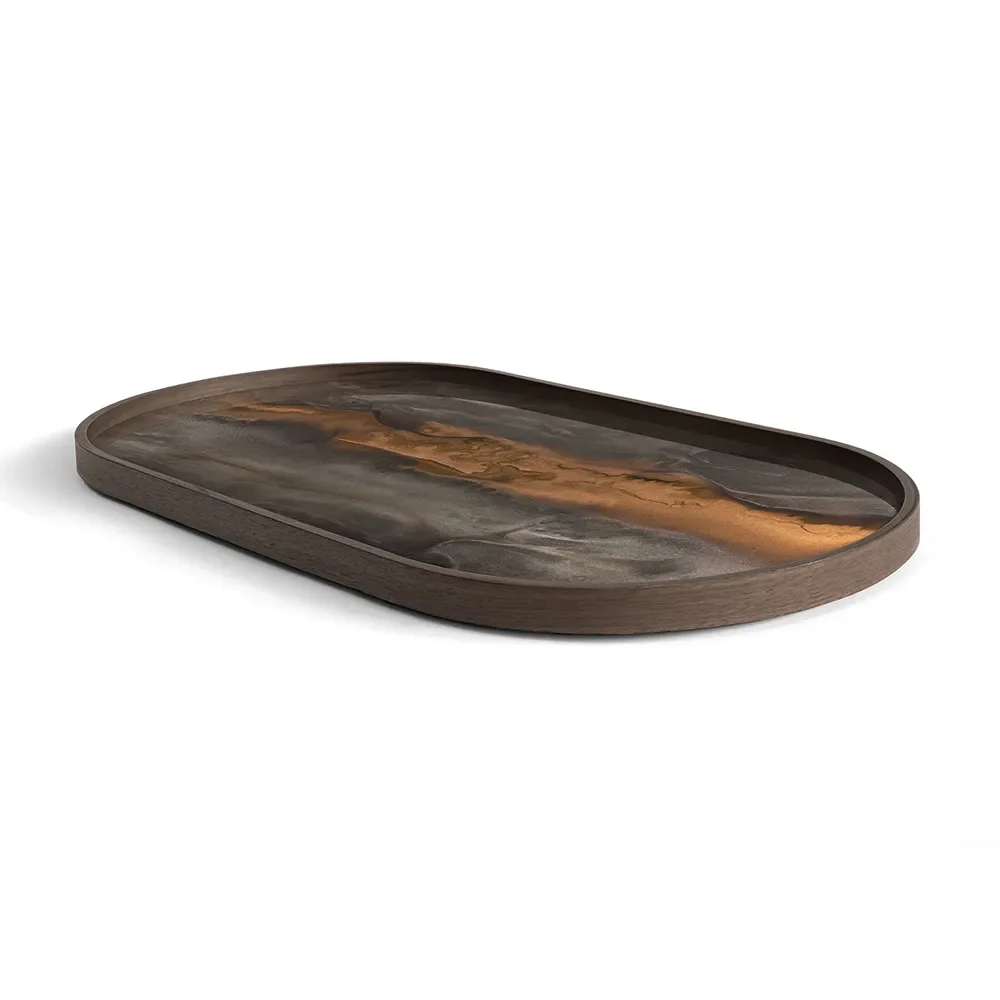 Organic glass tray oval M bronze