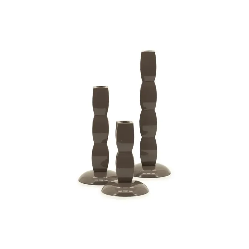 Prinz candle holder 10x10x28 cm / 10x10x21 cm / 10x10x15 cm aluminium taupe