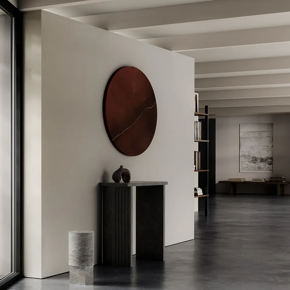 Arc Console - Silver Travertine