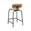 Curious Low Bar Stool Oak/Black Teddy White