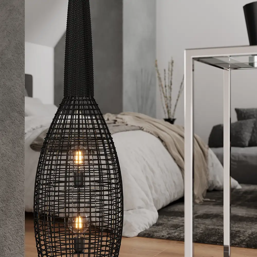 Seagrass Floor Lamp Black