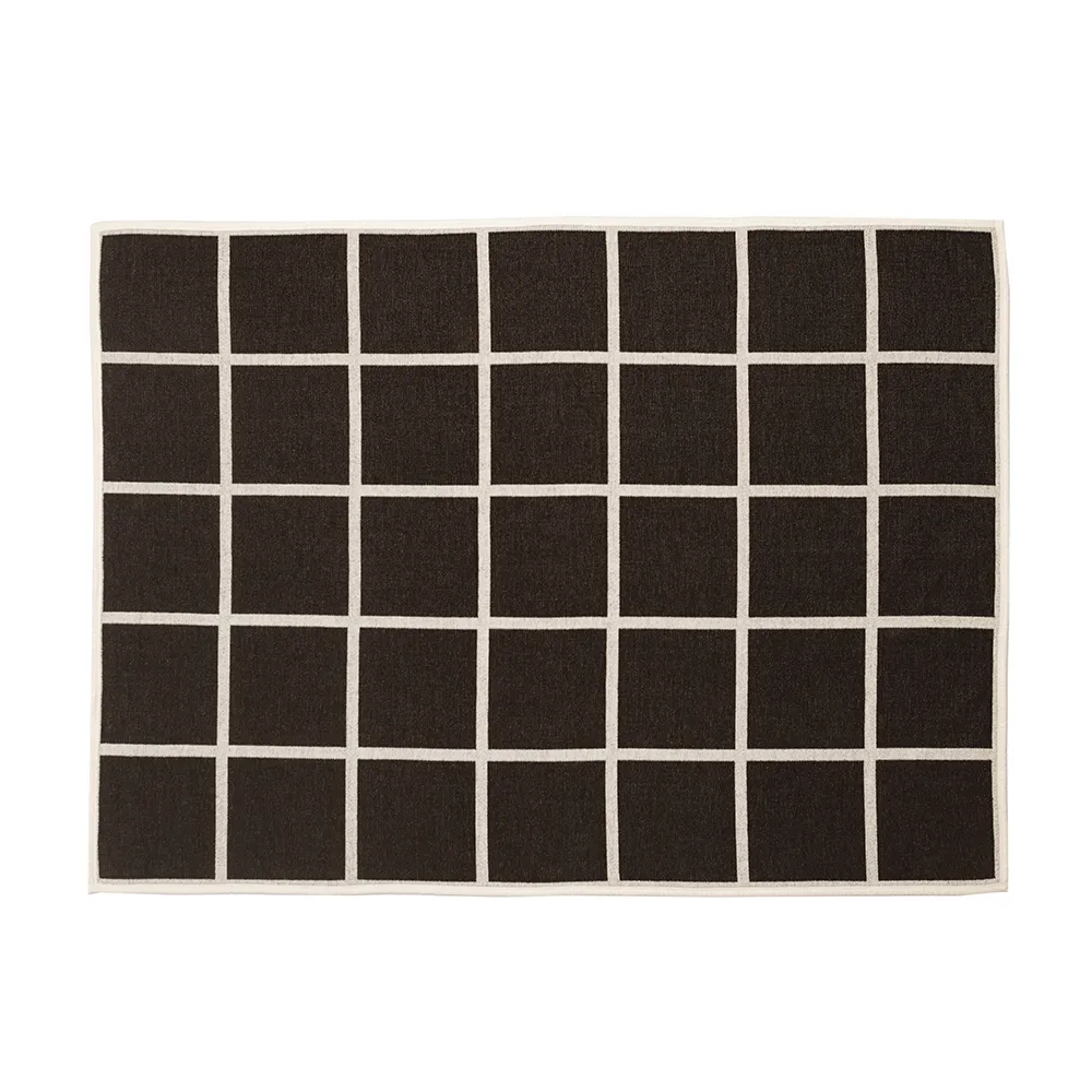 Woven blanket in lambswool Criss Dark Brown