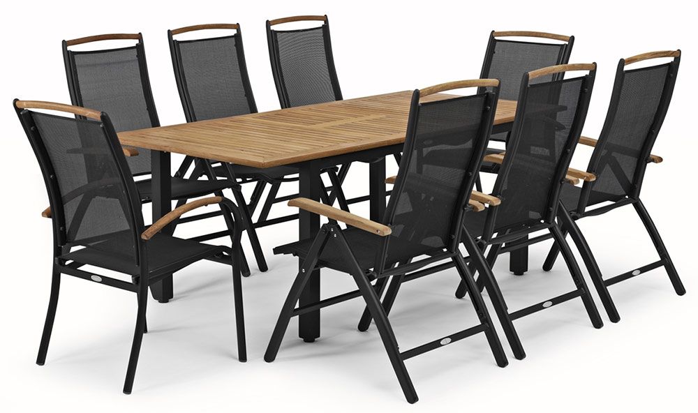 Nydala Dining Table 96X200-280 Cm Black/Teak 