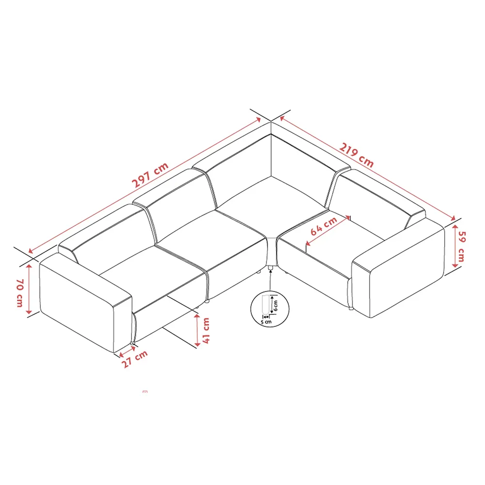 Willard corner sofa 2+3-seater fabric Alice light beige