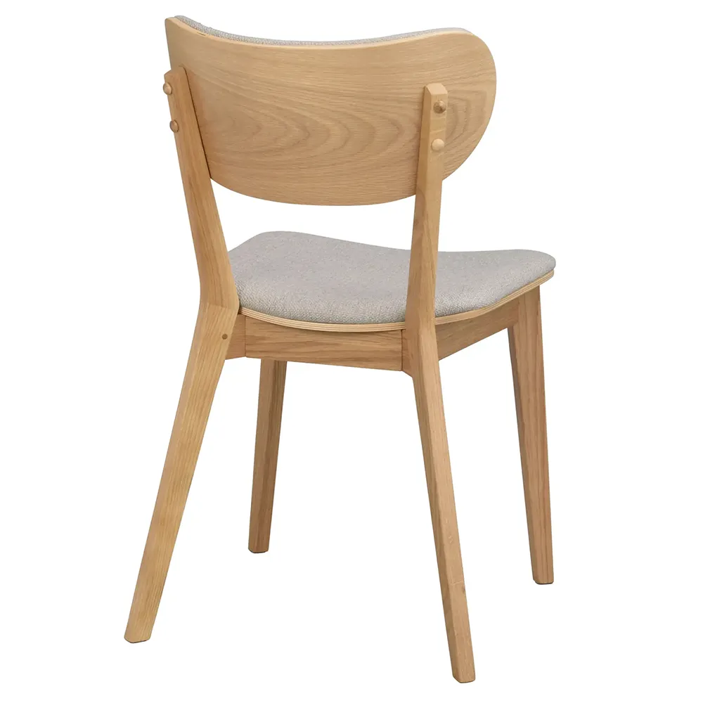 Kato dining chair lacquered oak/gray-beige fabric